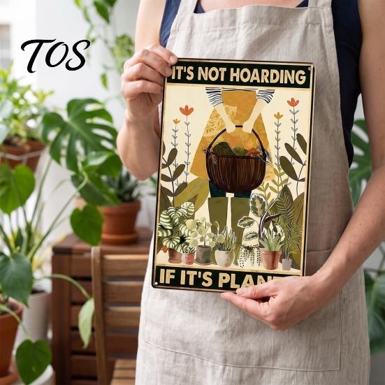 Wooden Patio Hanging Art Retro Gardening Sign for Wall Decor, 12 x 8 Inch Vintage Garden Decor Plant Pattern Plaque with Pre-drilled Holes Indoor