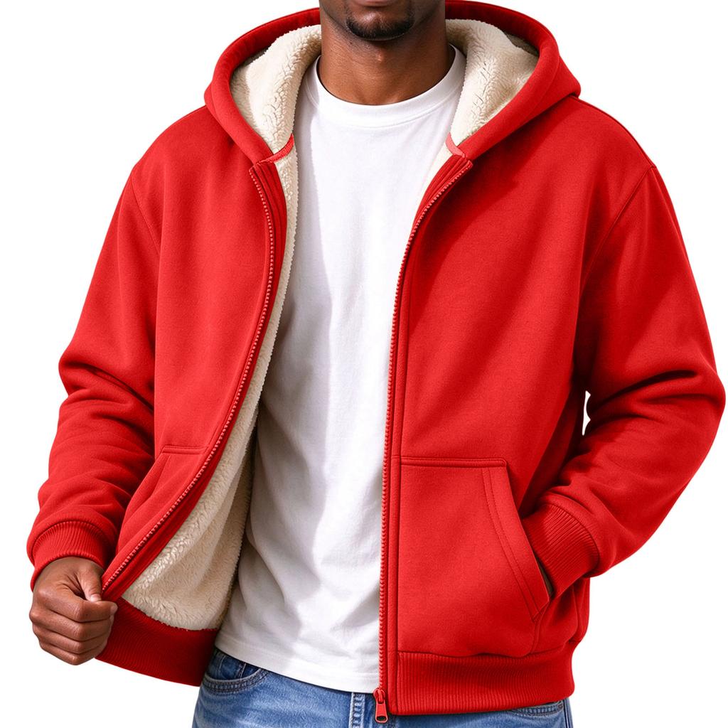 Herren Kapuzenjacke, Warm gefüttert, Reißverschluss Sweatshirt für Jugendliche