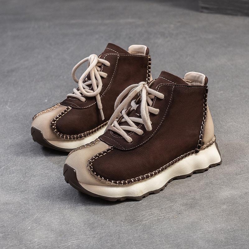 

Модные GKTINOO 2025 Новые Весенние Кроссовки из Натуральной Кожи Женская Обувь на Шнуровке Платформа Плоская Ручной Работы Повседневная Удобная Женская Обувь 225