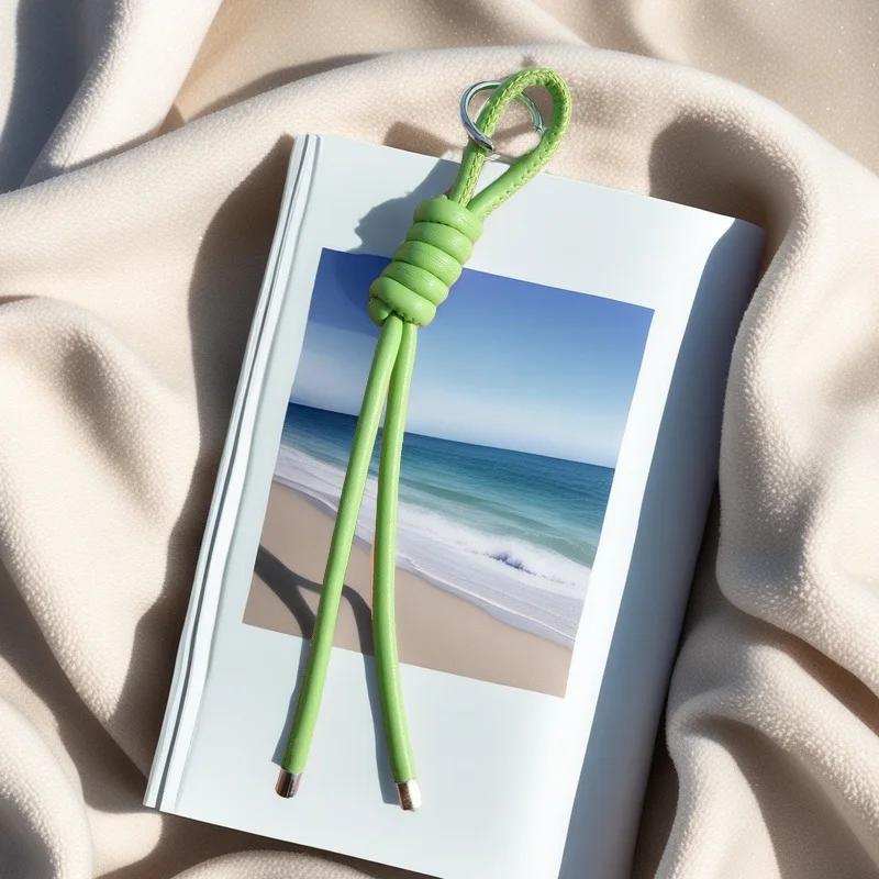 Beautiful PU Rope Knot Keychain Solid Color Thick PU Rope Art with Ring Clasp Woman's Handbag Pendants