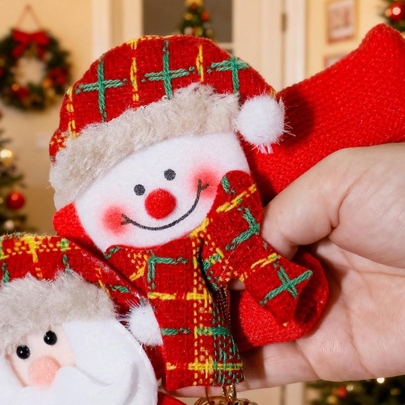 Festive Santa And Bells Door Handle Sleeves Durable Cloth Christmas Photo Props