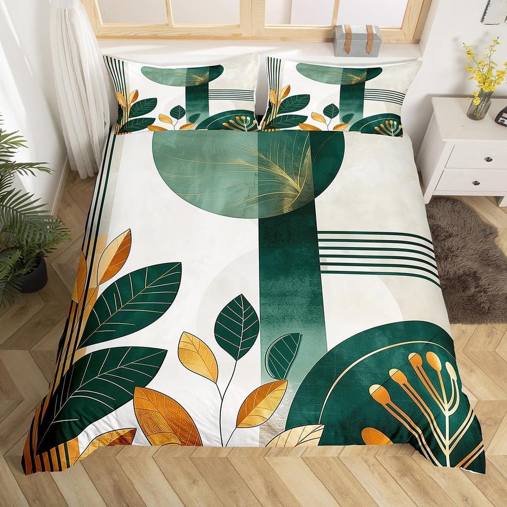 Palm Leaf Duvet Cover Twin Queen Nature Theme Tropical Leaves Bedding Set Boys Girls Boho Exotic Bohemian Style Comforter Cover