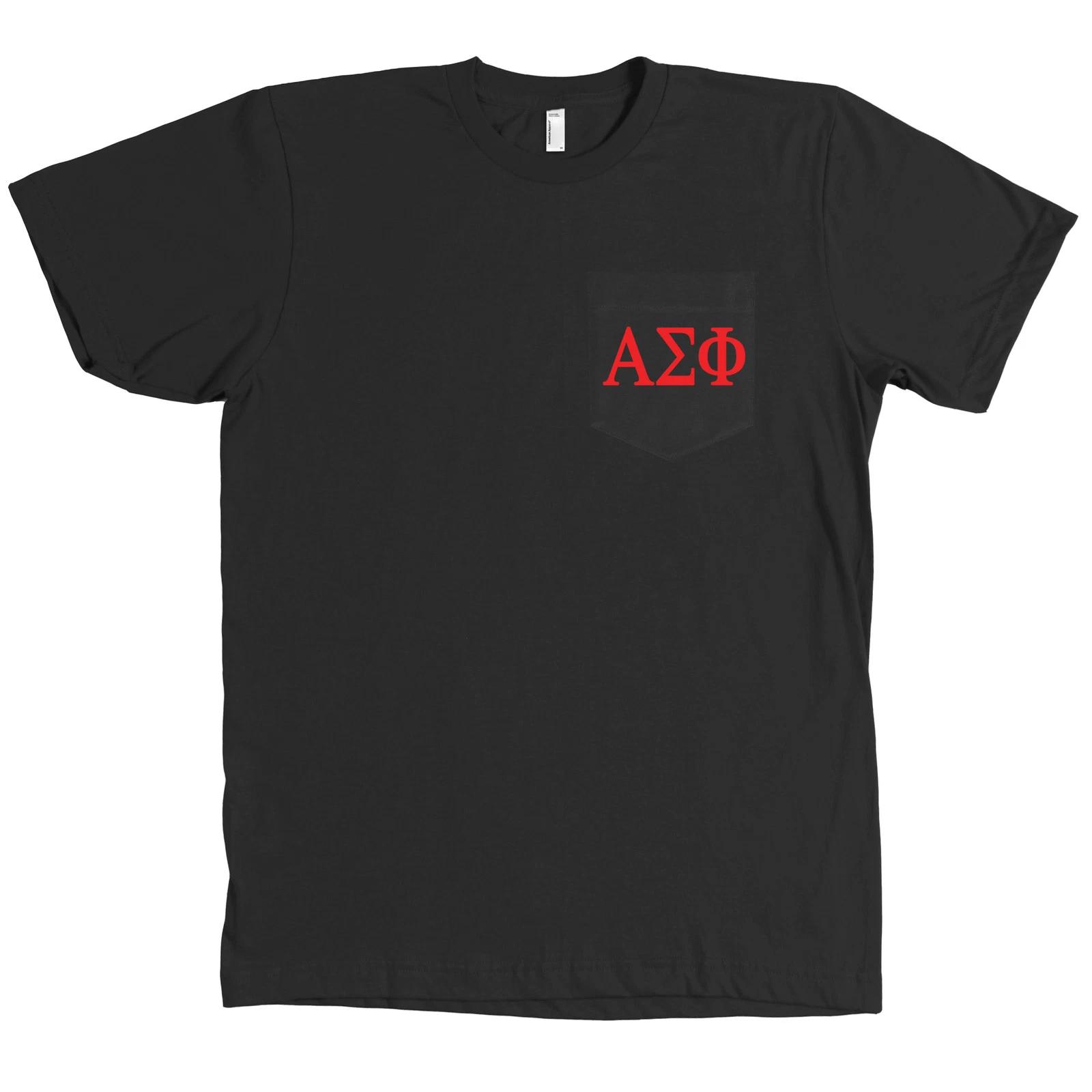 Alpha Sigma Phi Bella + Canvas POCKET Black T Shirt Fraternity Letters Tee NEW 4XL