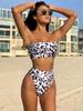 Leopard Print Bandeau Bikini - European & American Style Split Swimsuit
