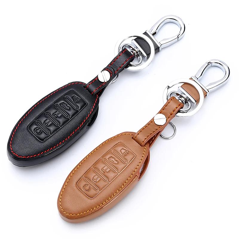 Car Key Cover Keychain Case For Nissan Teana X-Trail Murano March Geniss Qashqai Livina Sylphy Sunny Juke Almera Leather
