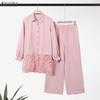 Women Long Sleeve Lace Splice Blouse and Pants Casual Two Piece Suit Sets