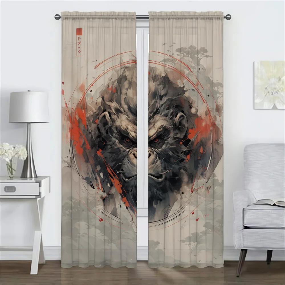 Home Interior Curtains for Camera Japanese Animals Modern Living Room Curtains 2 Pieces Partition Blackout Curtain Shades Child
