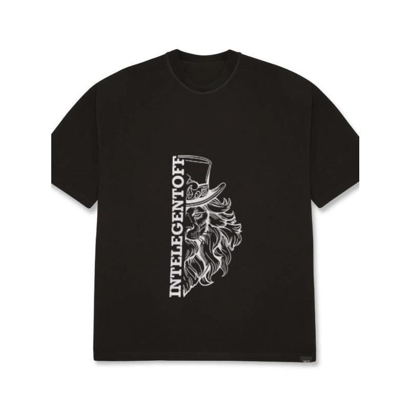 Übergroßes weißes T-Shirt mit Löwenkopf und Textdruck für Freizeitkleidung