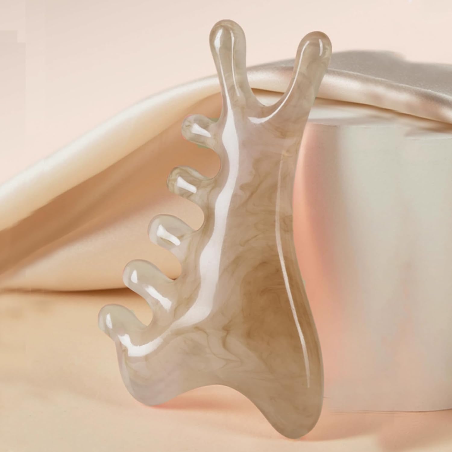 

Head Scalping Massage Tool Comb for Hair Head Face Eye Neck Resin Body GuaSha Tool Relieve Stres Promote Lymphatic Circulation сірий колір