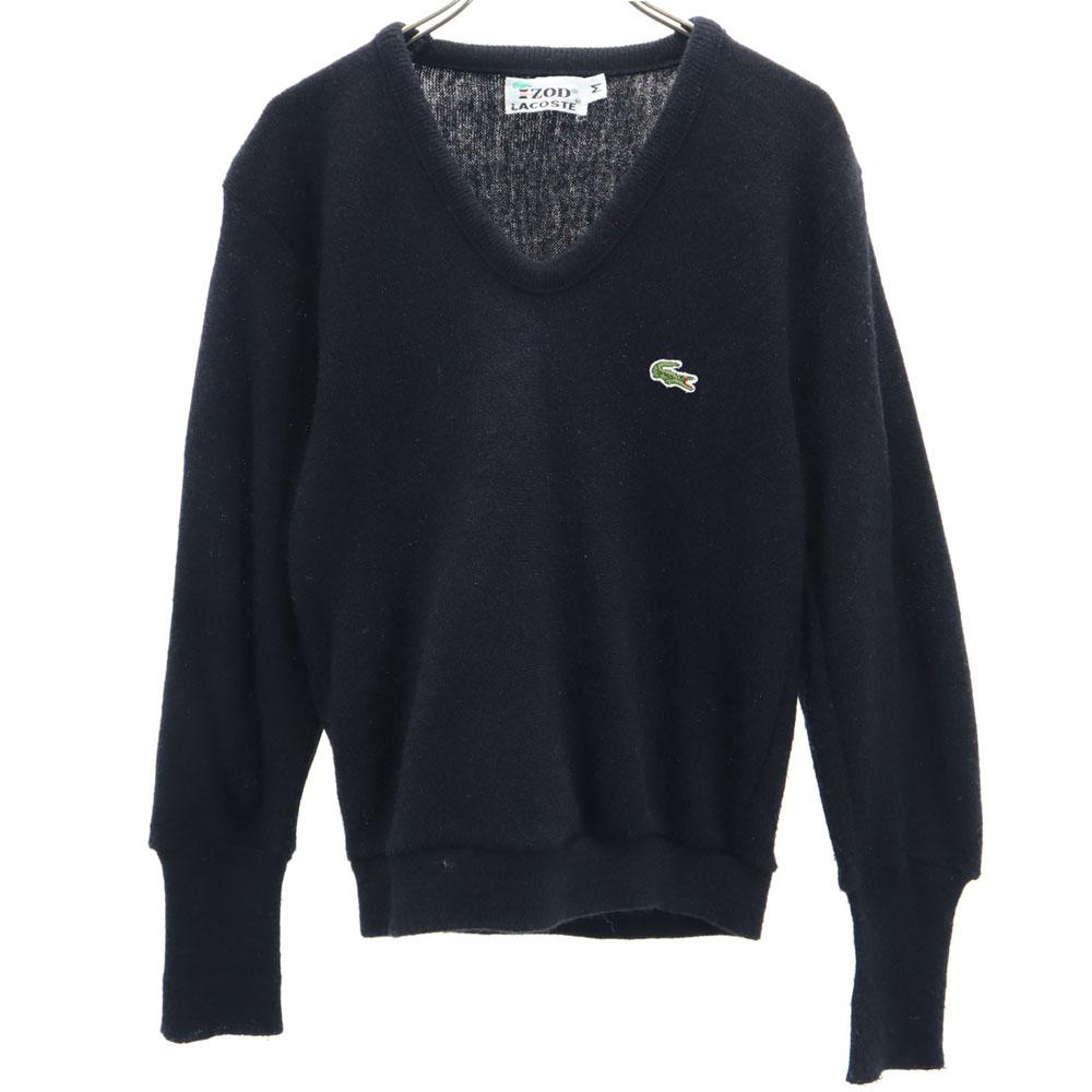 

LACOSTE 70s Vintage Spool Tag Long sleeve sweater M black knit Men s Used