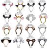 Deer/Elephant/Cheetah/Bear/Dog/Leopard Costume Set Ear Headbands Tail Bows Halloween Christmas Animal Cosplays Costume