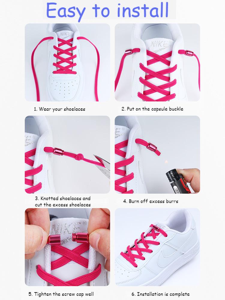 New Elastic No Tie Shoe Laces Flat Shoelaces For Kids and Adult Sneakers Shoelace Quick Lazy Metal Lock Laces Shoe Strings