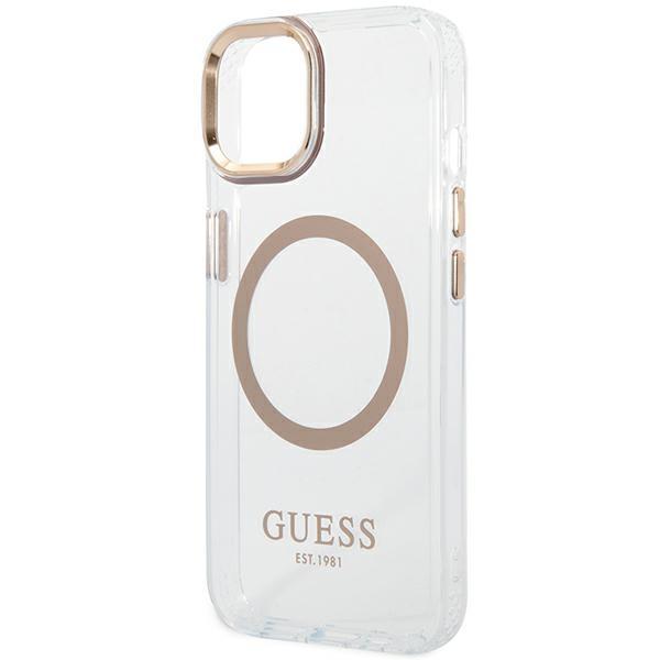 Guess Guhmp14Mhtrmd Iphone 14 Plus / 15 Plus 6.7 Złoty/Gold Hard Case Metal Outline Magsafe