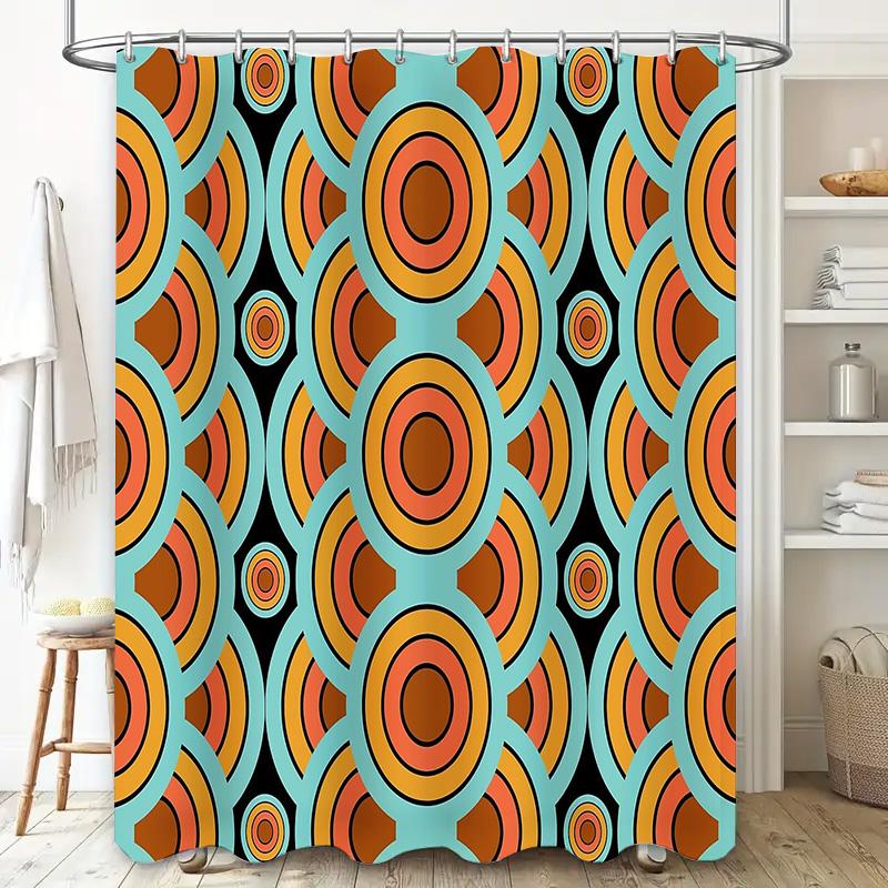 Abstract Wave Pattern Shower Curtain Modern Ocean Ripple Backdrop Bathroom Decor Waterproof Fabric