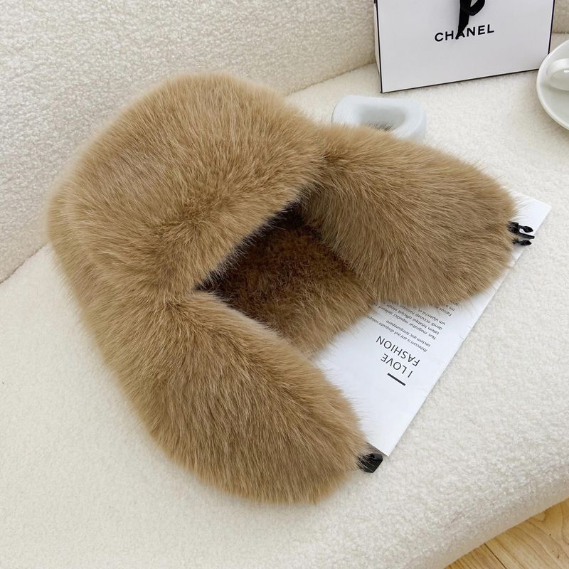 

Children s warm windproof hat imitation fur fox hair snow hat ear protection hat men s winter dome cold protection （56-58cm）