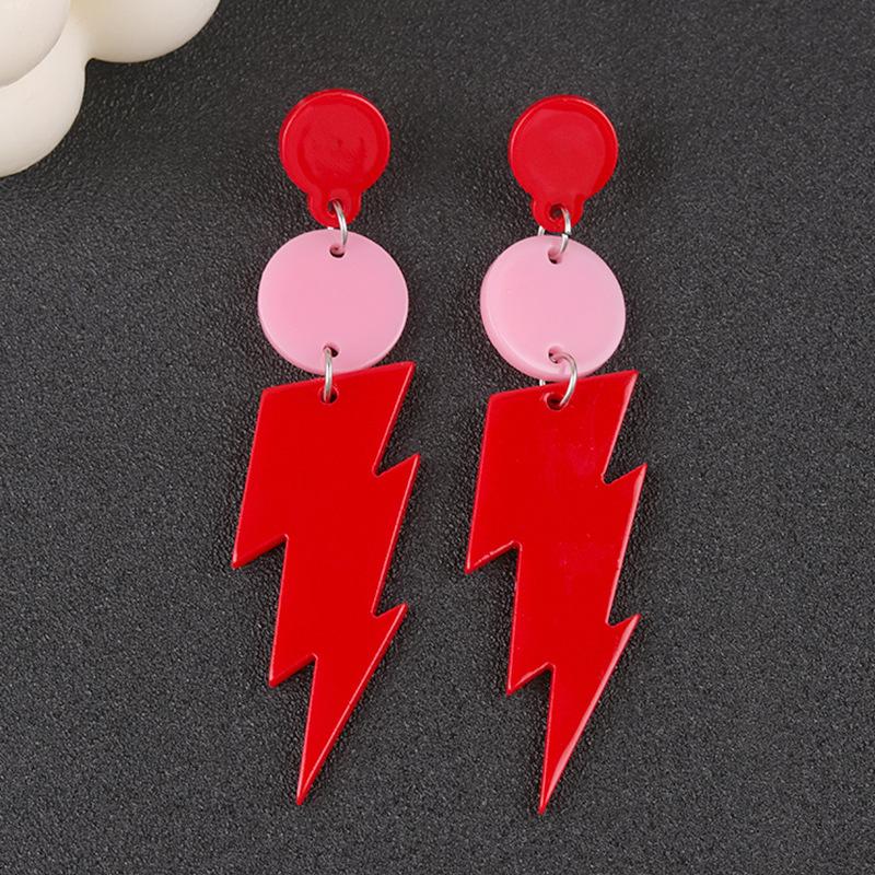 Foreign Trade Lightning Earrings Earrings Fluorescent Color Design Sense Contrast Color Personality Acrylic Earrings Earrings Women