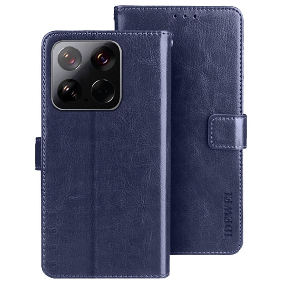 

For Xiaomi 15 Stand Case Crazy Horse Texture Leather Phone Cover Dark Blue