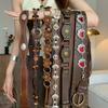 Retro Bohemian Brown Wide Waist Corset Belt for Women - Leather Kawanishi Style Accessory