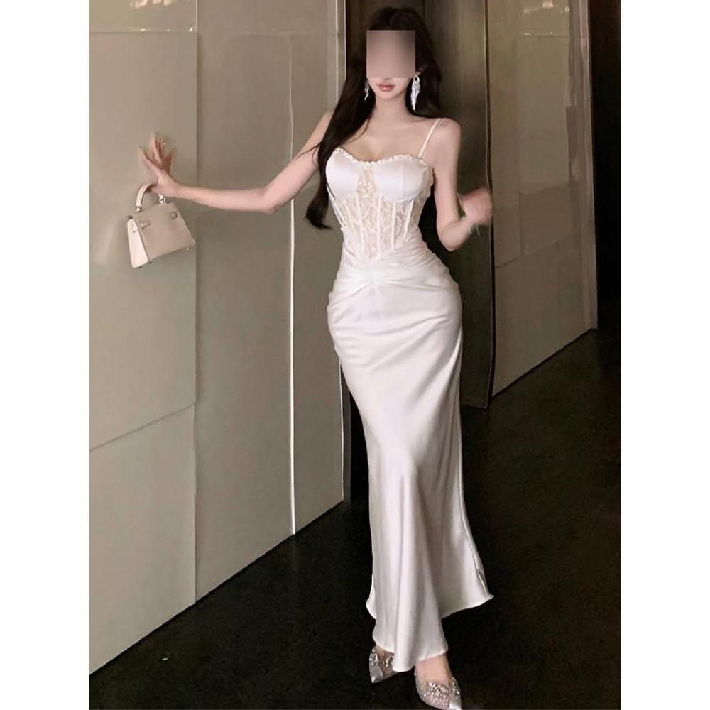 Royal sister, light and familiar style lace fishbone suspender dress, wear a French temperament dress for important occasions