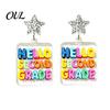 Cute Glitter Accessories 1 Pair Back to School Earrings, Colorful Acrylic Letter Dangle Creative Season Jewelry Drop First Day of Appreciation