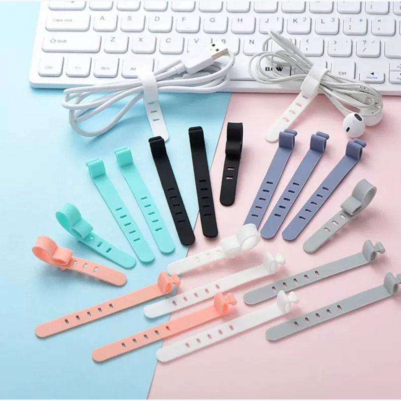 10PCS Cable Ties 5 Holes Cord Organizer Management Silicone Wire Holder Straps Zip Clips Reusable Tie Wraps Keeperwinder Rubber