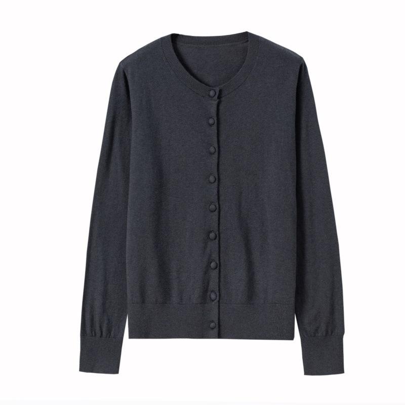 

Осенне-зимний повседневный минималистичный стиль, высококачественный кардиган из 100% шерсти, женский универсальный однотонный тонкий шерстяной свитер L
