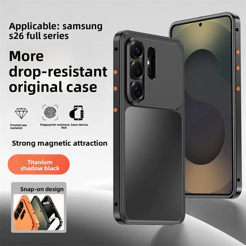 Luxury Metal Magnetic Shell Case For Samsung Galaxy S26 S25 S24 S23 Ultra For Magsafe Wireless Charging Full Lens Protection Phone Cover