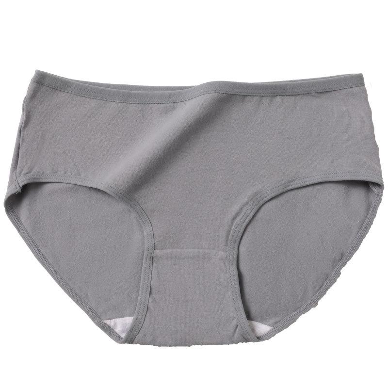 Simple Plus Size Women's Mid-Waist Cotton Panties - Solid Color Breathable Triangle Briefs