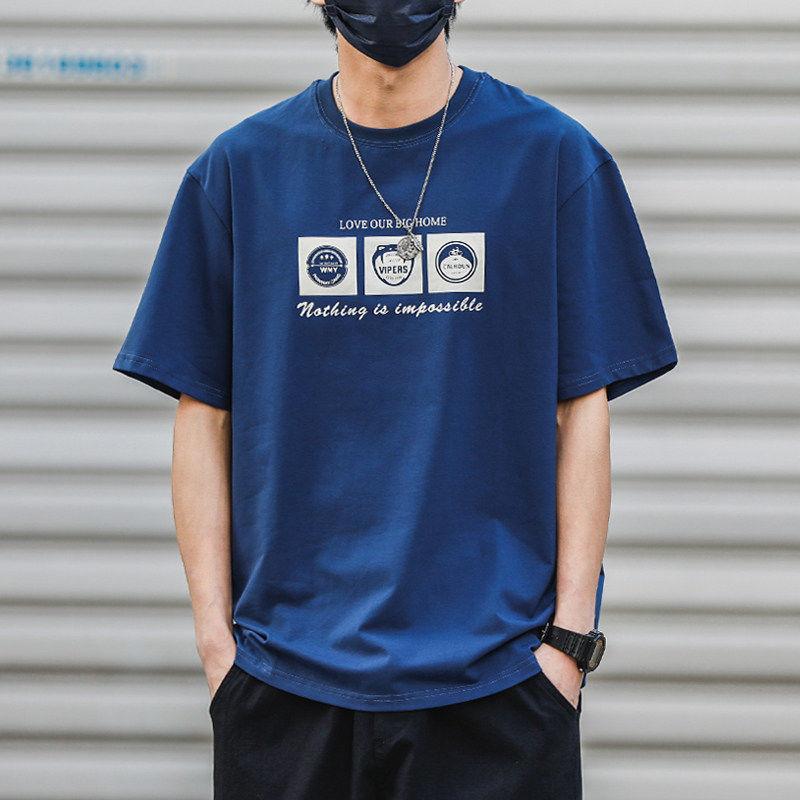 100 % Baumwolle Herren Kurzarm T-Shirt O-Ausschnitt Casual Loose Tee Mann Hip Hop Pullover Shirt