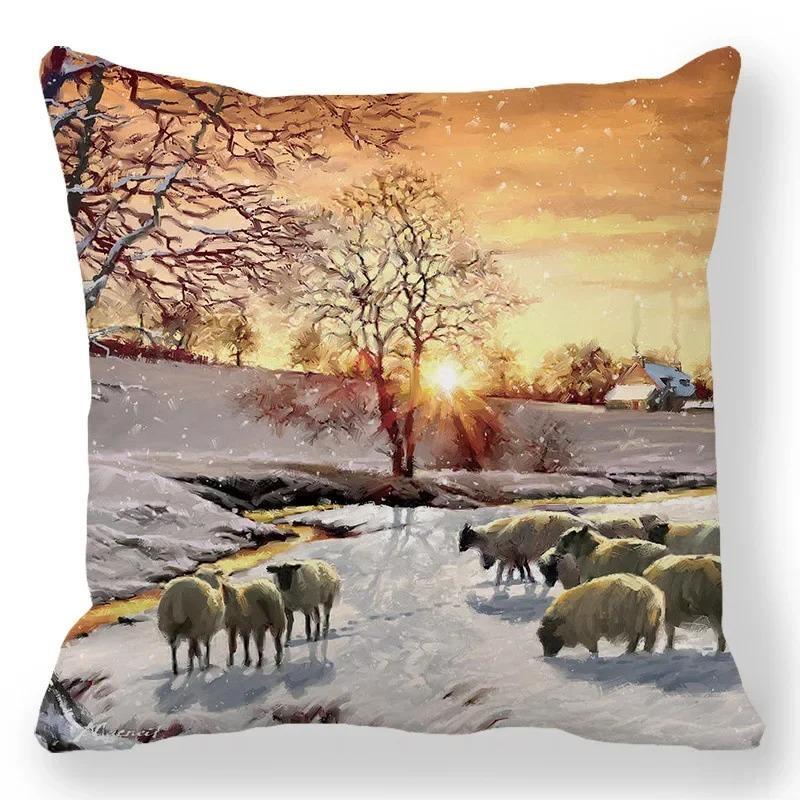 1 piece of Christmas Day party decoration pillowcase Winter Snowman animal print cushion suite room home decoration gift
