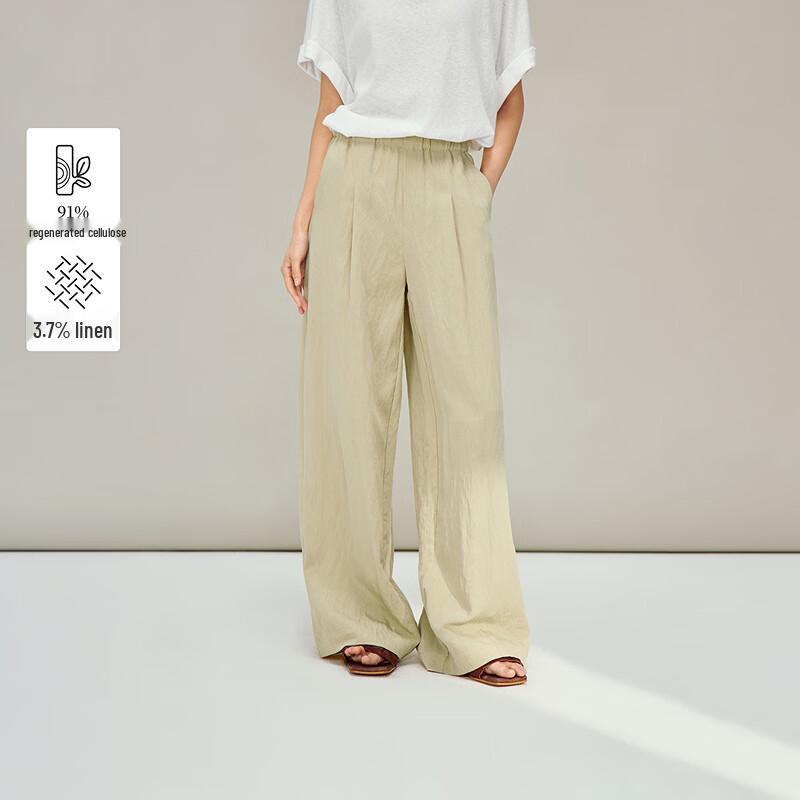 INMAN Women s Loose Fit Khaki Wide-Leg Pants S