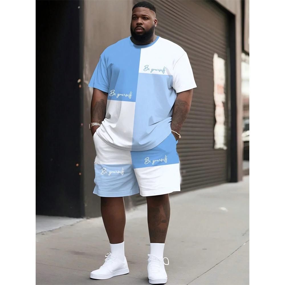 Men's Summer Coconut Tree Print Short-Sleeve T-Shirt and Shorts Set Hawaiian Sports Set Breathable Outdoor Two-Piece Set