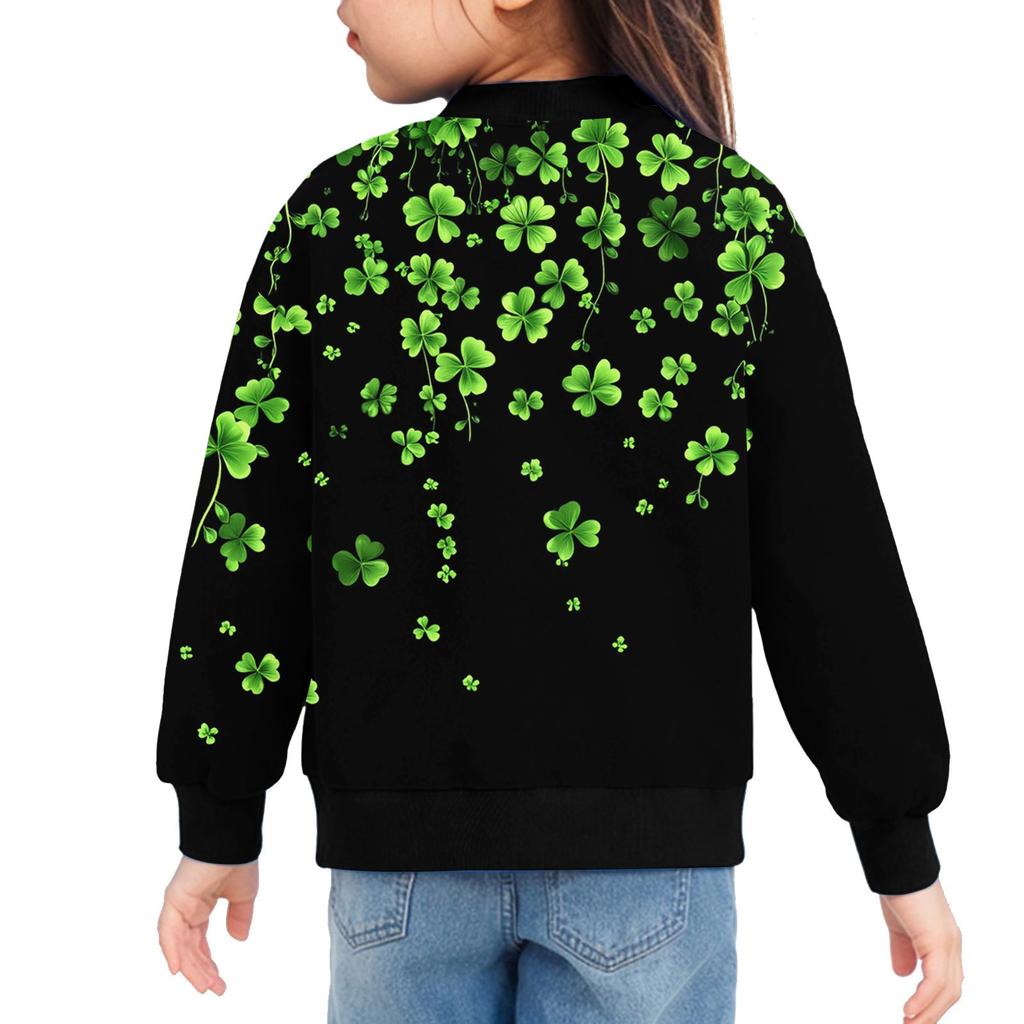 Dívčí bundy na zip Dětské podzimní mikiny s dlouhým rukávem Svrchní oděvy s kapsami St. Den svatého Patrika 5-15 let