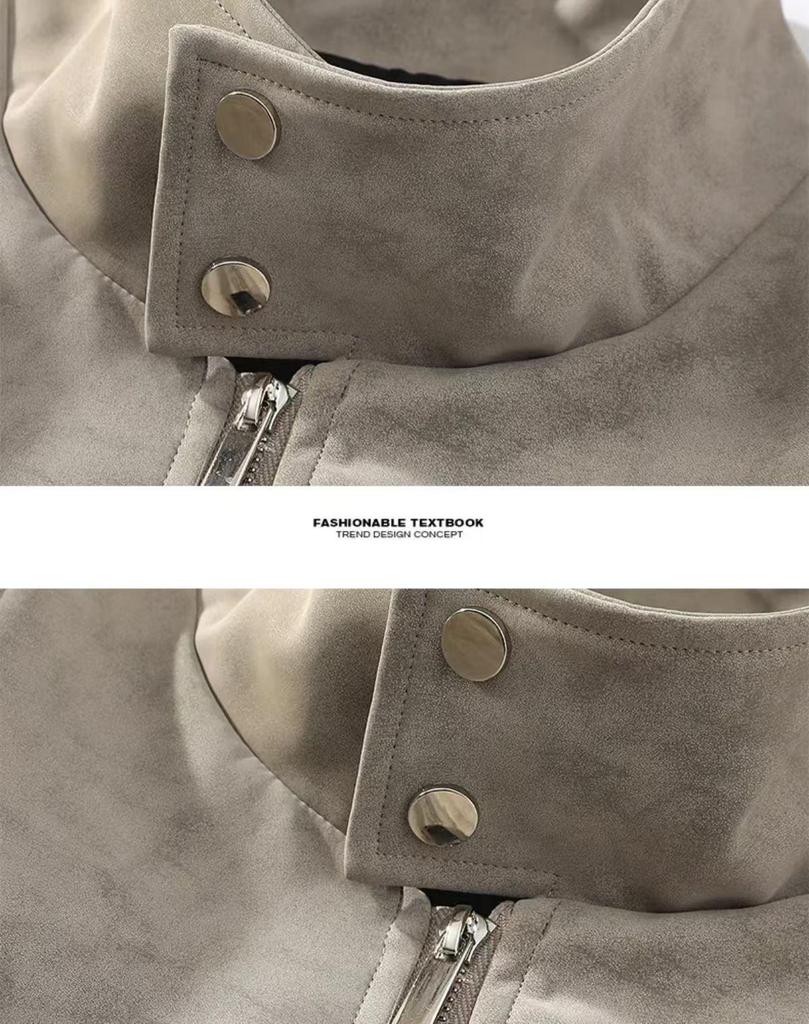 Men's Loose-Fit Retro Baseball Collar Leather Jacket - Trendy, Casual, High-Quality