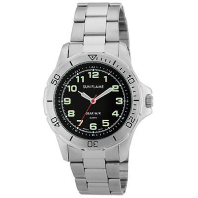 J-AXIS Uomo MJG-D86-SBK (SF MIJ Made in Japan Quartz Uomo Sole Fiamma) Orologio Rotondo Lega Nera