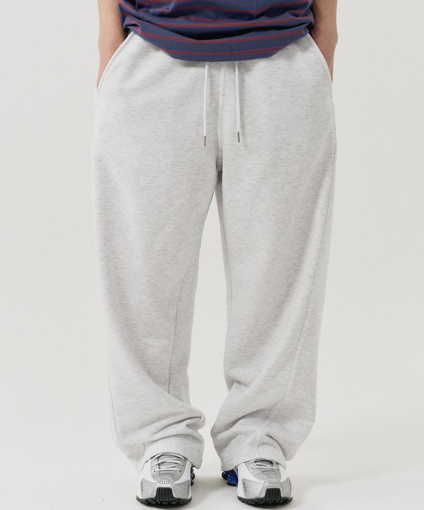 GNOK Curved Wide Sweatpants [White Melange]