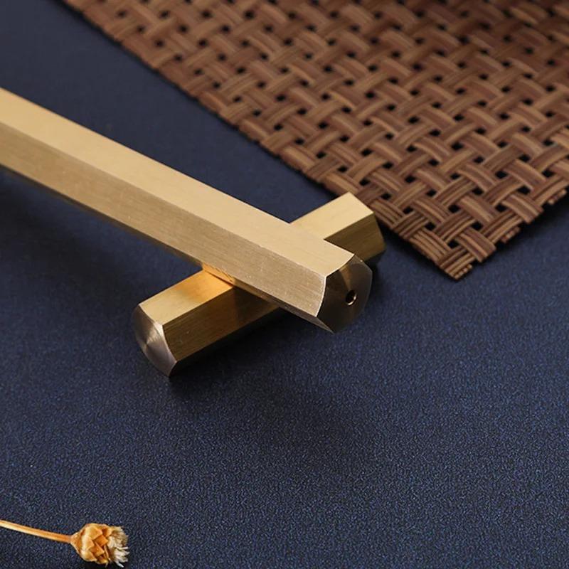 Hexagonal Brass Signature Pen Precious Bead Pen Six Edged Pure Copper Gold Vintage Metal Neutral Pen Business Gift Pen