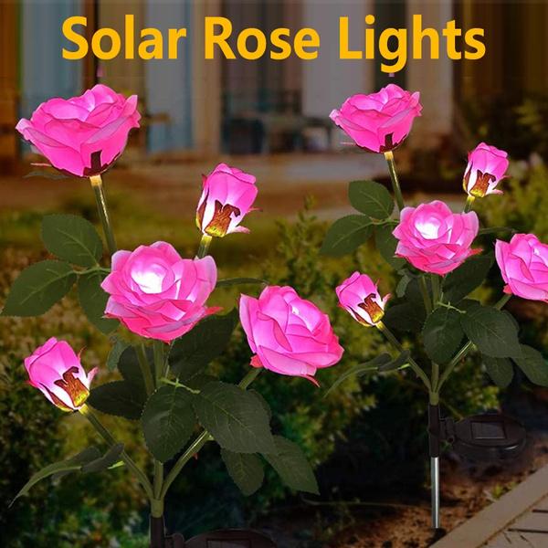 Multi-Color Changing Solar Rose Flower Lights Decorative Landscape ...
