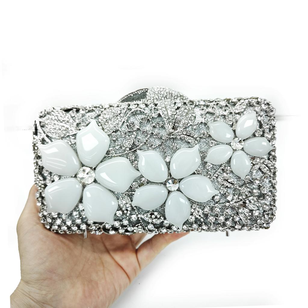 Women Big Stone Crystal Evening Bags Purses Wedding Clutch Minaudiere Lady Rhinestones Handbags Ladies Gala Dinner Handbags