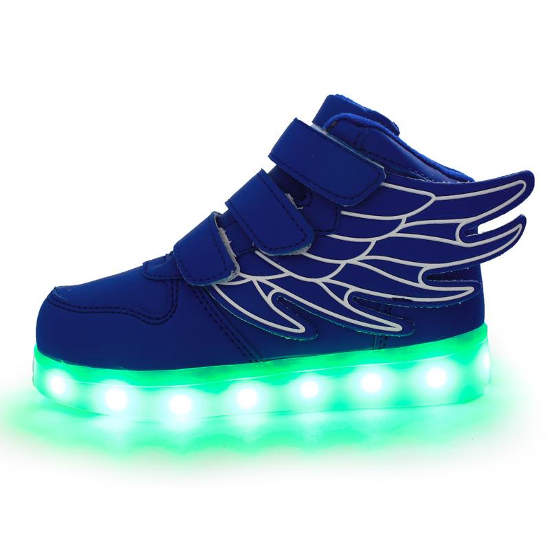 Autumn Children's Wing Light Shoes LED Luminous Shoes USB Charging Fluorescent Shoes Student Hip-hop Shoes