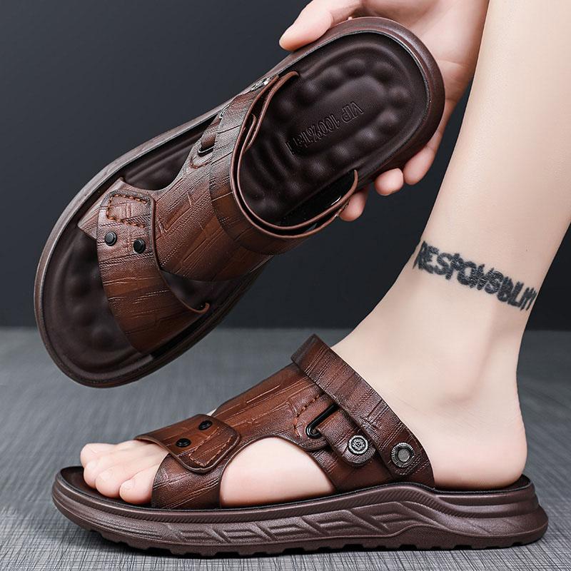 Men Sandals Classic Fashion Beach Shoes Summer Travel Roman Shoes Breathable Soft Sole Men's Flip Flops Slippers For Men Home