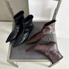 French Thin Heel Pointed Short Boots Women's 2025 Autumn and Winter Zipper Thin Boots Temperament Fashion Boots