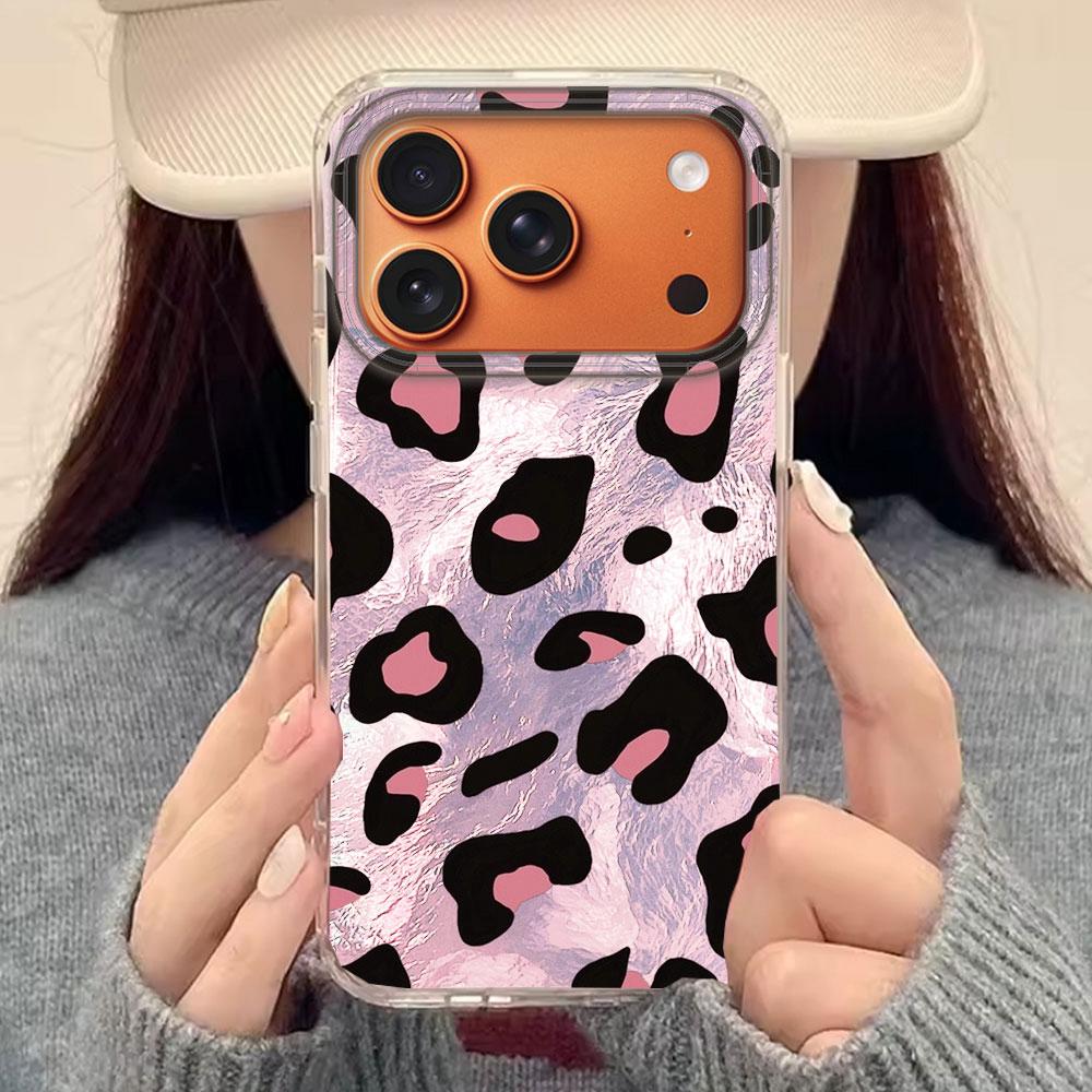 Korean Amber Gold Leopard Print Phone Case for Iphone 17 Air 16 15 14 13 11 12 Pro Max 7 8 Plus X XS XR SE 2022 2020 16e Cover