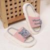 Linen Casual Slippers Women House Platform Cute Cartoon Cat Designer Shoes Girls Flat Elegant Footwear Indoor Large Size