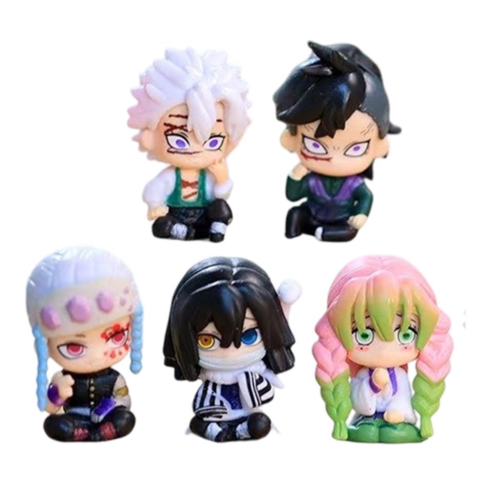 Demon Slayer Figure Q Version Sitting ToyTomioka Giyuu/Tokitou Muichirou/Mitsuri/Tanjirou/Obanai/Nezuko pvc Model Doll Xmas Gift