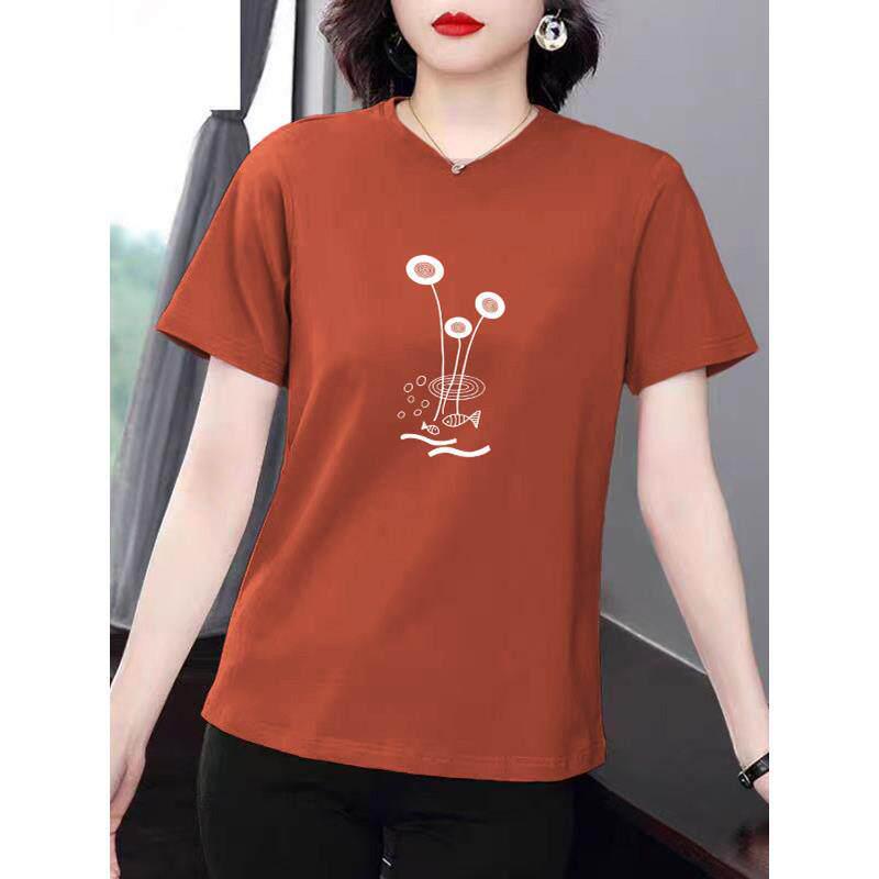 Women's Summer Short Sleeve Loose T-Shirt for Middle-Aged and Elderly - Lightweight, Slimming Fit, Flaw Concealing