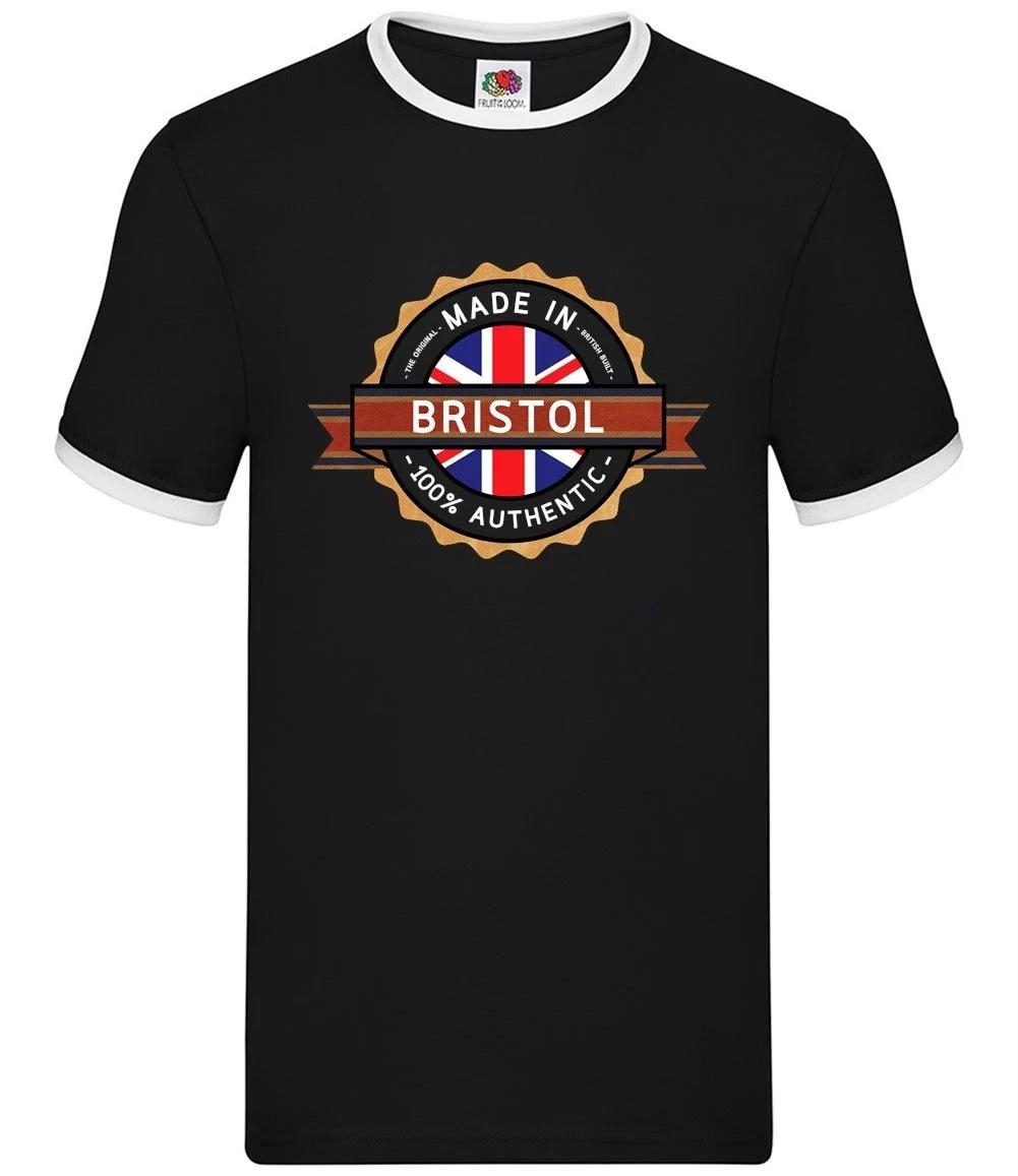 Made In Bristol - Mens Ringer - Town City Village Born Love Live Homewtown M