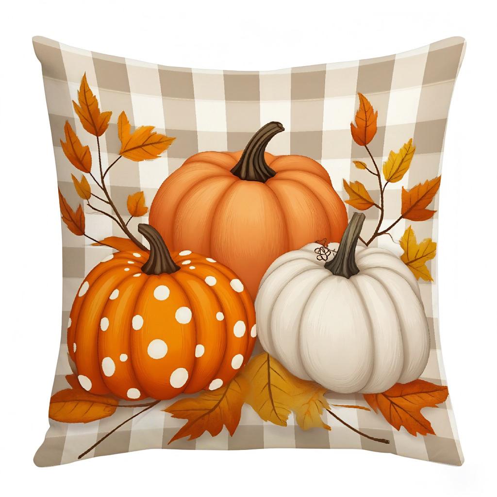 

Серия ко Дню благодарения Праздничная теплая атмосфера Наволочка с принтом букв и тыквы Подушка для сна Подушка 45*45cm