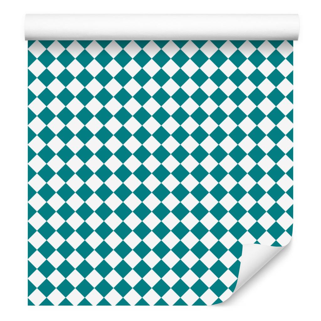 Geometric rhombus wallpaper turquoise, white and celadon 50x1000