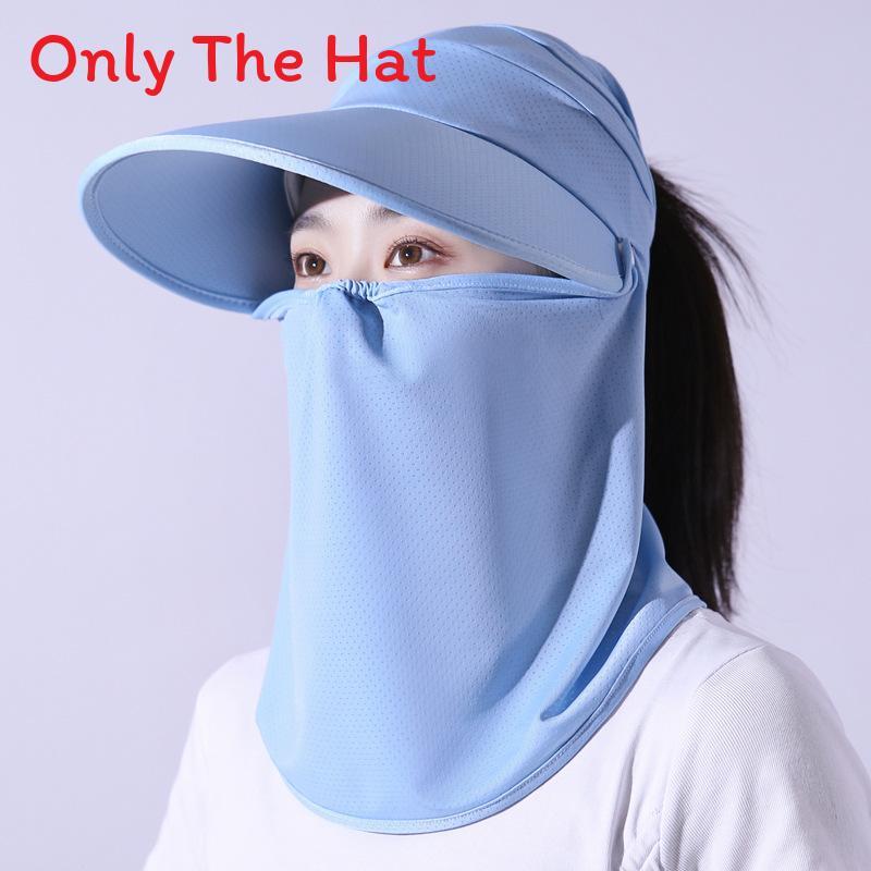 Uv Sun Hat For Women Summer Wide Brim Sunshade With Breathable Ice Silk Material Blue